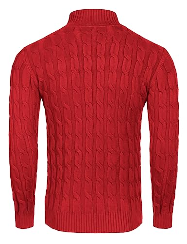 Image of COOFANDY Men's Slim Fit Turtleneck Sweater Casual Twisted Knitted Pullover