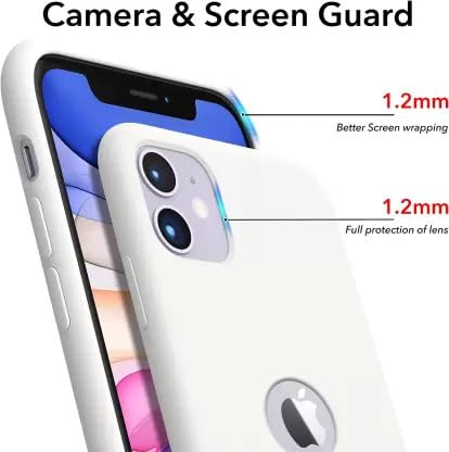 Image of VONZEE Liquid Silicone Soft Back Cover for iPhone 11 Case, Shockproof Slim Camera & Full Body Protection Non Yellowing Cover with Microfiber Lining & Logo Cut (6.1 Inch) - White