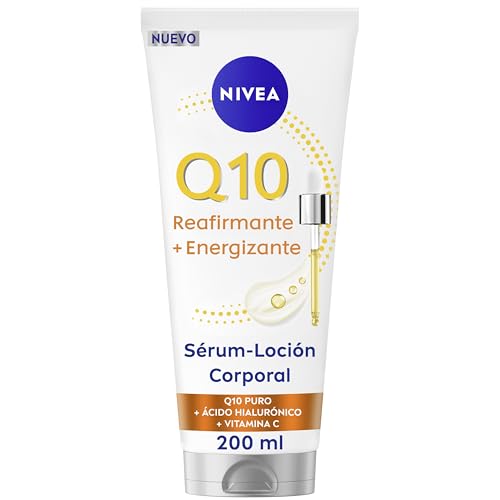 NIVEA Q10 Sérum Loción Corporal Reafirmante + Energizante (200 ml), crema hidratante 72h con Vitamina C y Ácido Hialurónico, crema reafirmante corporal para una piel más firme y energizada