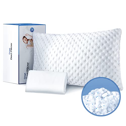 Groye Cooling Shredded Memory Foam Pillow with Gel Particles [Adjustable Loft], No Smell Bed Pillow - Cover from ICY Cool Fibers, CertiPUR-US/Oeko Certified Hotel Luxury Pillows for Sleeping, King
