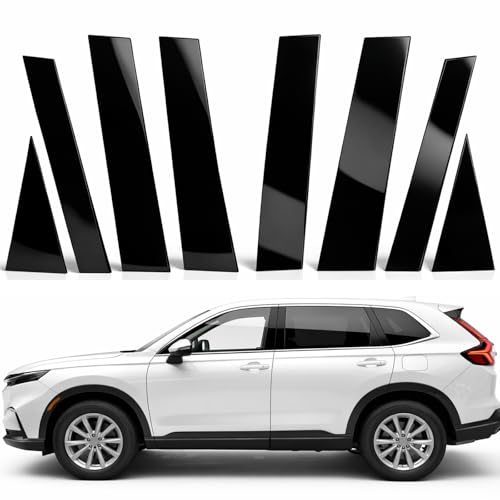 A Set Door Window B Pillar Post Cover Trim Molding Kit fit for 2023 2024 2025 Honda CRV Accessories with Gloss Black Self-Adhesive