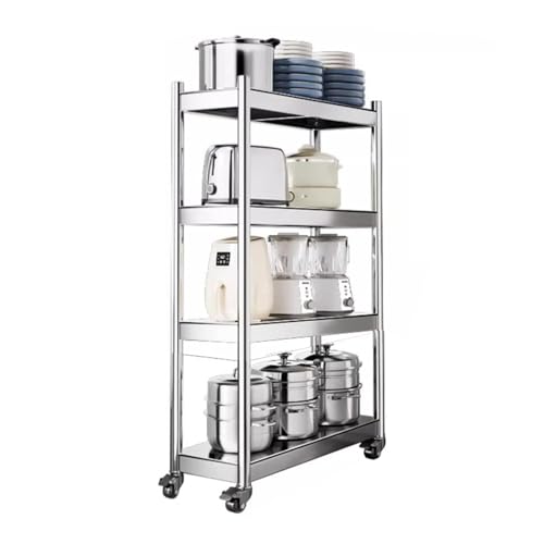 Generisch Estantería de cocina de acero inoxidable, carrito de baño de 5 capas, carrito estrecho para espacios pequeños, 15 x 40 x 155 cm