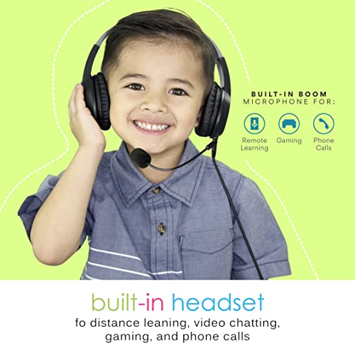 Image of MEE audio KidJamz 100-Pack Classroom School Headphones, Adjustable On-Ear Student Headsets with 3.5mm Jack, Boom Mic, Volume Limiting, Durable Design, Detachable Cords, Bulk 100pk + 200 Cables (Black)
