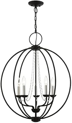 Livex Lighting, 40915-04, Arabella, Globe Chandelier, Black with Brushed Nickel Finish Candles