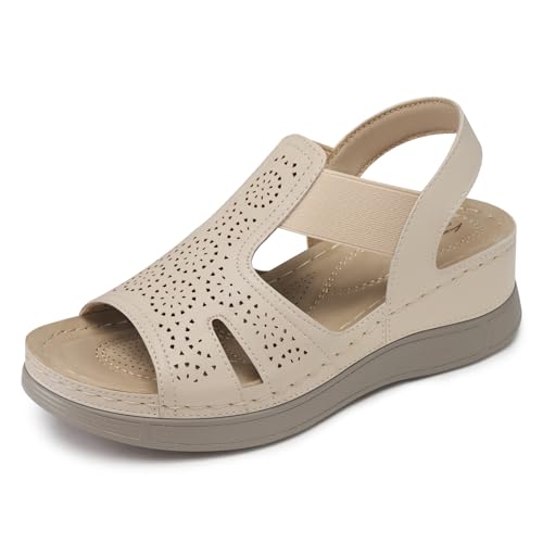 Image of SHIBEVER Wedge Sandals Women Comfortable: Sandals for Women 2026 Dressy Summer Ankle Strap Open Toe Low Heel Platform Wedges Shoes