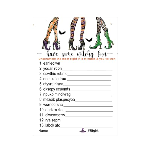 Halloween Party Game Word Scramble (25 Pack) Witch is Getting