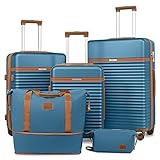 Joyway Kofferset 5tlg von ABS Hartschalen Erweiterbar Trolley Kofferset mit 4 Rollen und TSA-Schloss Der Gepäcksets Enthält 1 Reisetasche und 1 Kulturbeutel