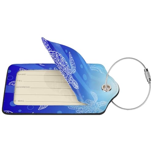 2 Pcs Sea Turtle Luggage Tag for Suitcase, Steel Loop with Privacy Cover ID Label, Turtle Luggage Tag, Birthday Gift for Women Men Boy Girl3