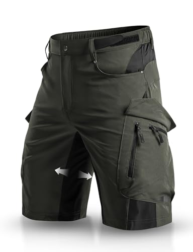 Wespornow Wanderhose Herren Kurz Schnelltrocknend: 4-Way-Stretch Verstärkt Schritt 6 RV-Taschen Leicht Geräuschlose für Trekking (Grün L)