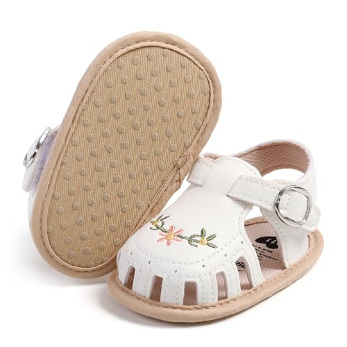 Image of HsdsBebe Baby Girls Sandals Bohemia Flower Bow Soft Sole Toddler First Walkers Beach Summer Shoes