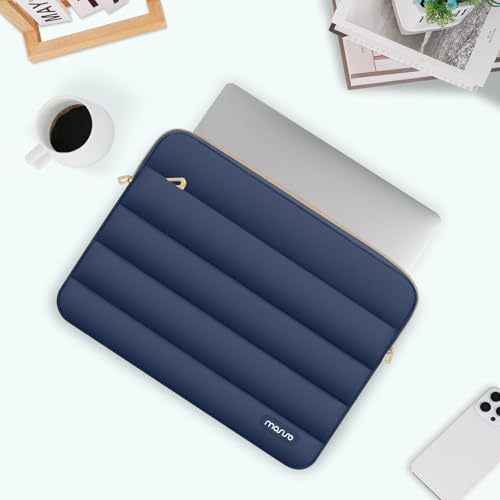 Image of MOSISO Laptop Case 16 inch, 15-15.6 inch Puffy Laptop Sleeve Compatible with MacBook Pro 16 M5 M4 M3 M2 M1, HP Dell ASUS Acer Toshiba Lenovo, Polyester Horizontal Bag with Small Case, Midnight Blue