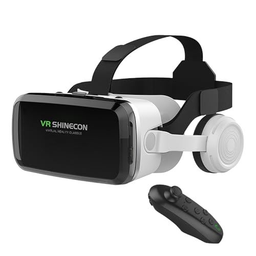 LONGLU Casque VR pour Téléphones Portables à Écran 4,7‑6,7 Pouces Lunettes de Réalité Virtuelle 3D Bluetooth avec Contrôleur Compatible avec iPhone et...