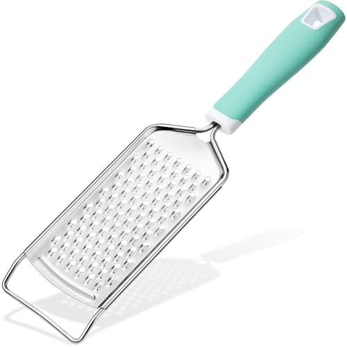 Rainspire Professional Cheese Graters for Kitchen Stainless Steel Handheld, Metal Lemon Zester Grater With Handle For Cheese, Chocolate, Spices, Kitchen Gadgets And Tools, Soft Grip Handle, Mint Green