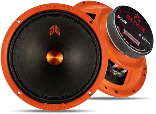 Image of MX65P1 Loudspeaker 6.5 Inch Midrange 200 Watts 4 Ohms Orange Dust Cap, Premium Quality Audio Door Speakers for Car or Truck Stereo Sound System, Orange (2 Speakers)