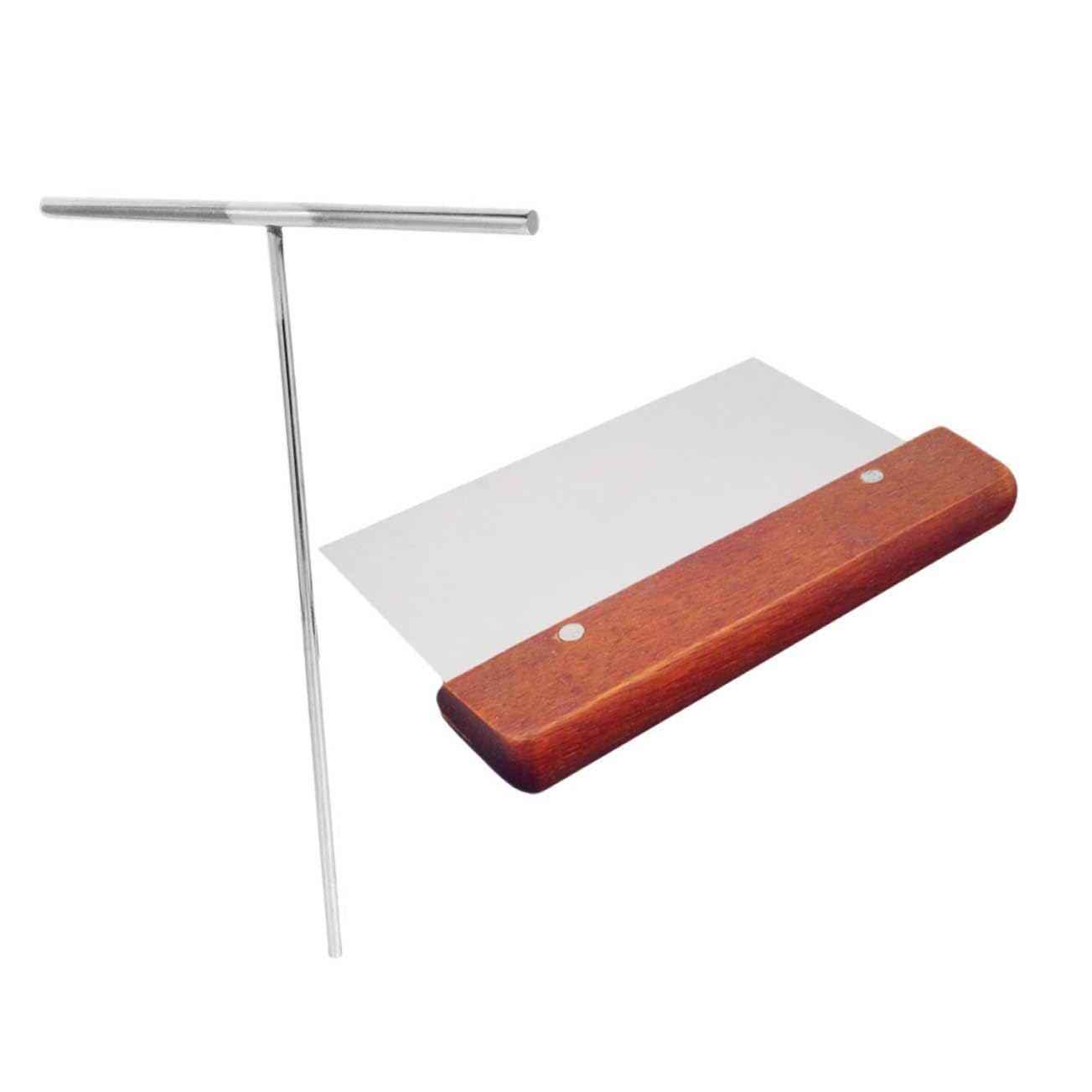 KICHOUSE Stainless Steel Crepe Spreader Tool T-shaped Pancake Maker for Crepes Pancakes 2-piece Set Metal Spreader for Professional Cooking