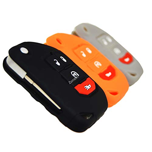 Image of Silicone Key Fob Cover Cases Protectors for Jeep Wrangler Rubicon 392 JL JLU Wagoneer Gladiator JT Flip Fold Remote