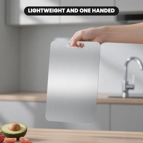 2026 Upgraded Titanium Cutting Board for Kitchen, Extra Thick 100% Pure Titanium Chopping Board, Double-Sided Food-Grade Board with Scratch-Resistant Surface & Smooth Rounded Edges(14×10IN) - image 4