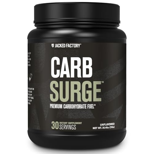 Jacked Factory Carb Surge - Premium Carbohydrate Powder with Carb10 Pea Starch & Cluster Dextrin for Fast-Acting Intra Workout Carbs & Increased Energy - 30 Servings Unflavored