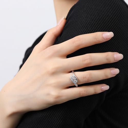 Moissanite Engagement Band Ring For Women Solitaire Ring 18K White Glod Plated S925 Sterling Silver Wedding Jewelry Gift4