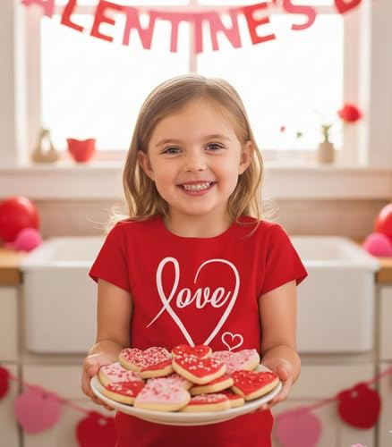 Image of Tstars Fitted Tee for Girls 4th of July Shirt | Patriotic American Cute Kids Heart Graphic Horse T-Shirt