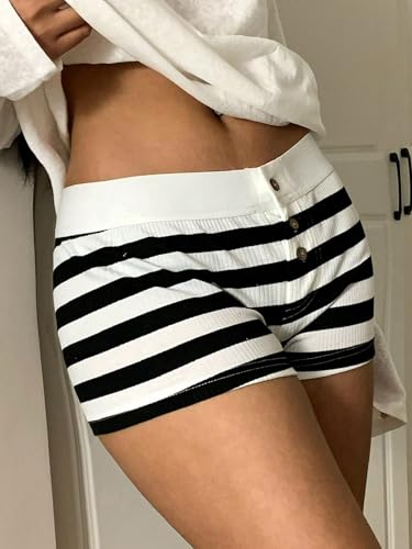 ZAFUL Women Y2K Lounge Shorts Bear Print Skinny Pajama Bottoms Elastic Button Front Sleep Shorts2