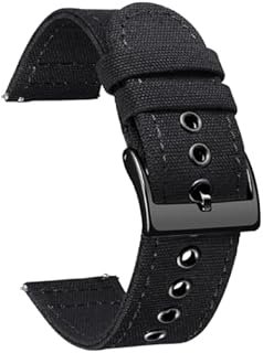 BINLUN Canvas Uhrenarmband Schnellverschluss Stoff Uhrenarmbänder 18mm 20mm 22mm 24mm Textil Ersatzarmbänder für Herren und Damen mit Silber/Schwarze Schnalle