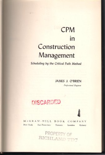 Cpm in Construction Management Book Only 0070482691 Book Cover