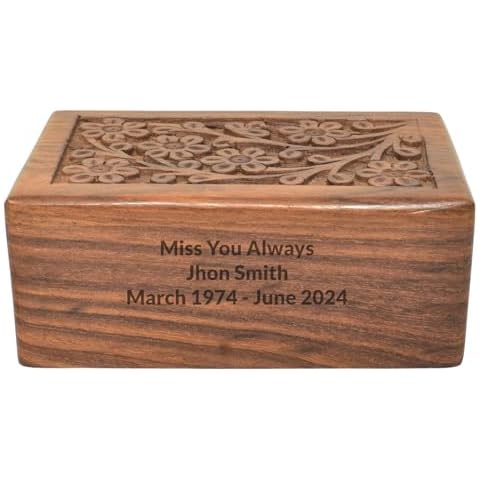 SMIURNS Customizable Rosewood Wooden Urns - Elegant Ashes Keepsakes for Adults - Various for Male & Female - Beautiful Decorative Caskets and Urn Boxes Cover