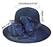 Women Kentucky Organza Derby Hat - Bridal Wedding Church Tea Party Wide Brim Summer Sun Cap Navy Blue