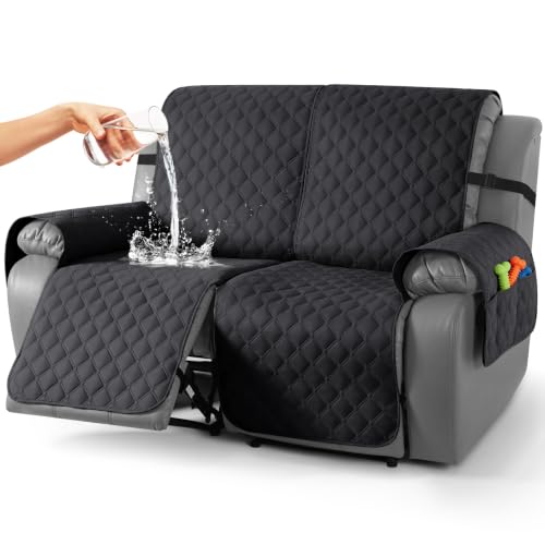 Image of TAOCOCO 100% Waterproof Loveseat Recliner Covers Reversible, Black