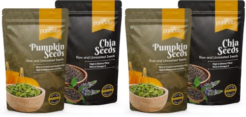 Image of Purevitr Pumpkin Seeds & Chia Seeds Combo | 400g (200g Each) | Nutrient-Dense Superfood | High in Protein, Fiber & Omega-3 | Raw & Natural (Pack of 2)
