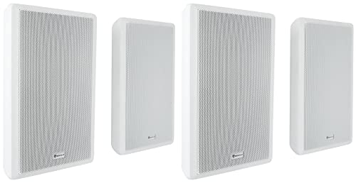 Rockville RockSlim 70W Pair 5.25-in 70V White Commercial Restaurant Wall Speakers with Built-in 70V Transformer, 8W/4W Taps, Mylar Dome Tweeter, 2-Piece