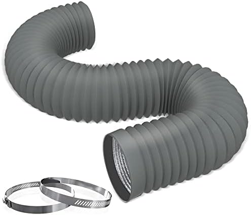 Ventifan 4inch Dryer Vent Hose Flexible Aluminum Foil Air Ducting for HVAC Ventilation Fan,Grey(4in 8ft)