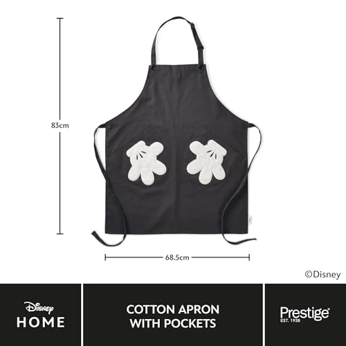 Tablier Mickey Mouse monochrome grand format avec poches de rangement