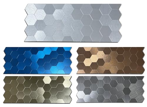 Mosaicos decorativos autoadhesivos y paneles de pared de metal hexagonales para salpicadero 6