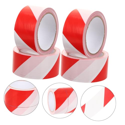 Ruban de signalisation rouge et blanc 4 rouleaux de chantier non adhésifs