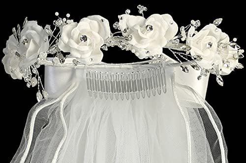 Pink Princess 1st Communion Veils for Girls - First Communion Veil for Girls 7-16 - Velos para Primera Comunion - Holy White Veil for kids4