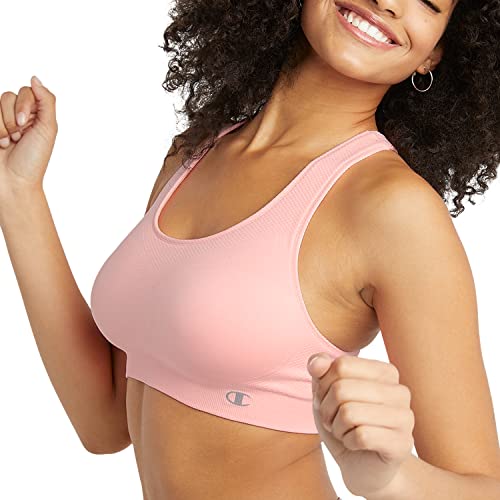 Champion, Infinity Racerback, Moderate Support, Seamless Sports Bra for Women, Pink Bow, Medium