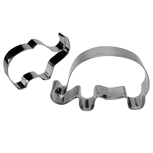 Shxstore Baby Elephant Cookie Cutter Shapes Set Stainless Steel Elephant Animal Shaped Cookie Candy Food Molds, 2 Counts