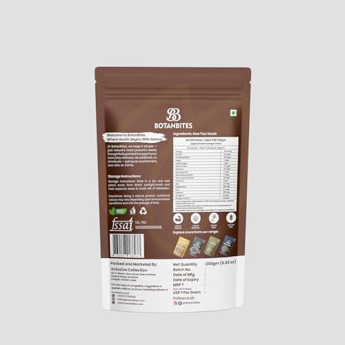 Image of BOTANBITES Flax Seeds 500g | Rich in Omega-3, Fibre & Antioxidants | High Protein Superfood for Digestion, Heart Health & Fat Loss | Raw Seeds for Eating | Vegan & Gluten-Free Snack (500g)