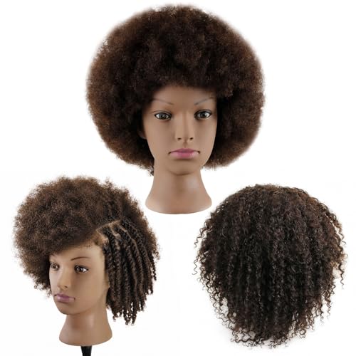 Kalyx True 10 Mannequin Head African American with 100% Human Hair Cosmetology 4a 4b 4c Afro Hair Manikin Head for Practice Styling Braiding