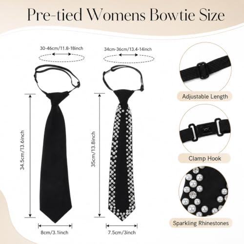 Image of Tucnoeu Bow Tie for Women - 2Pcs Women's Bow Ties,Pre-tied Adjustable Bowties