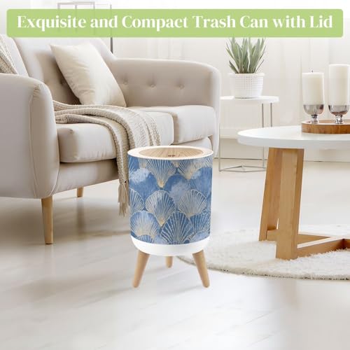 Caneca de basura redonda 7L con tapa y patas miniatura 2