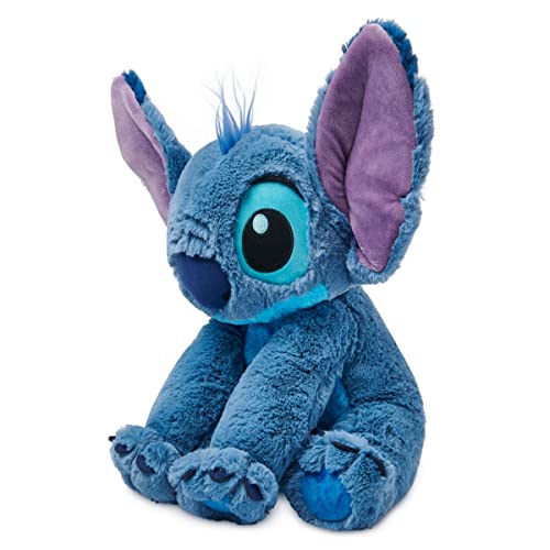 disney store official stitch medium soft toy for kids cuddly character with fuzzy texture and embroidered details flexible floppy ears disney plushy suitable for all ages