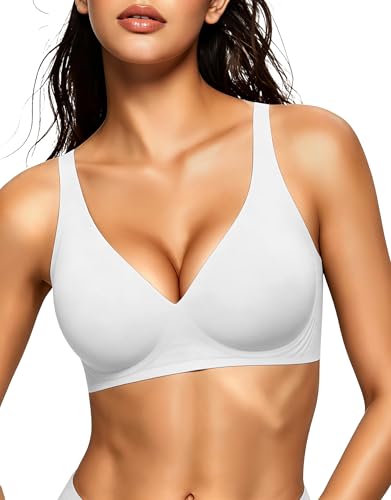 Image of Gailife Deep V Jelly Bras for Women No Underwire Wireless Seamless Push Up Bra Comfort Support Plunge Bralette Full Coverage