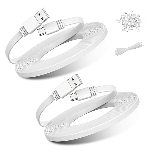 Cables, Wireless Basesailor Cable Micro USB Potencia 2 Unidades,3M Cordón Plano Micro USB Carga Rápida,Cargador para Neos Smartcam,Yi Cam,Nest Cam,Blink XT Outdoor 3...