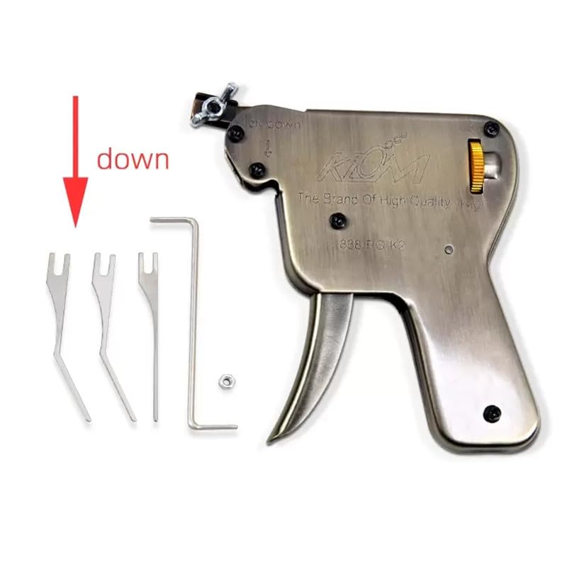 Locksmith KLOM - Pistola de ganzúas, herramienta de recogida de cerraduras, juego de ganzúas para abrir cerraduras de puerta (abajo)