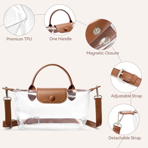 BOSTANTEN Clear Bag for Stadium Approved Small Crossbody Purse Handbags for Concerts Sports Events3