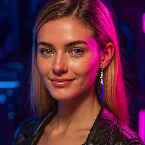 Sta War Green Light Saber Dangle Earrings,1 Pairs Classic Movie Lightsaber Drop Earrings for Women Fans4