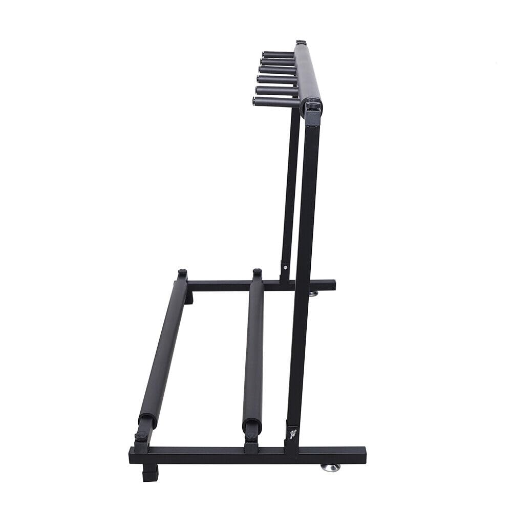 Support universel pour guitare 5 positions Rockstand - Support multiple pour guitare classique, guitare électrique, basse électrique, trépied pliable avec roulettes, instruments à cordes